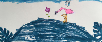 Flamingo at the pond by Alexandra - Age 5
