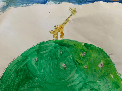 George giraffe on a flower moon by Alexandra - Age 5