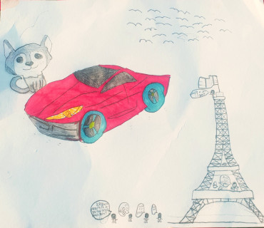The flying car in Paris by Aoibh - Age 9