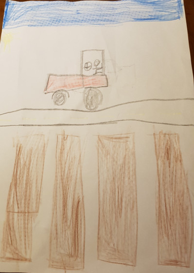 Tractor on Farm by Charles - Age 6