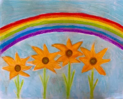 Rainbow Sunflowers by Croiadh - Age 6