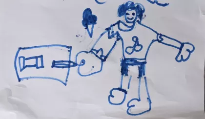 Picture of me drawing a picture by Medb - Age 5