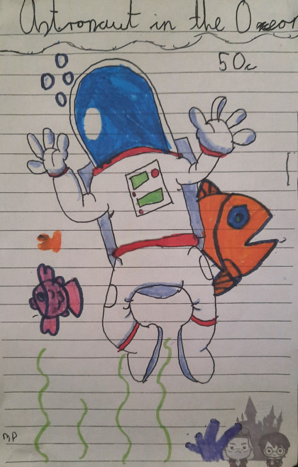 Astronaut in the ocean by Michael - Age 11